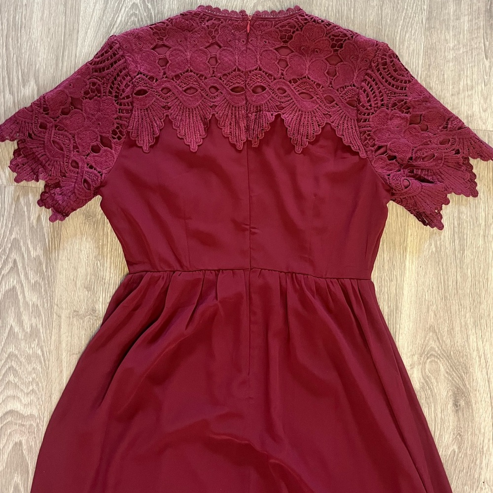 Roolee Fiona Dress Modest Lace Maxi Dress Red Size S - Picture 7 of 10